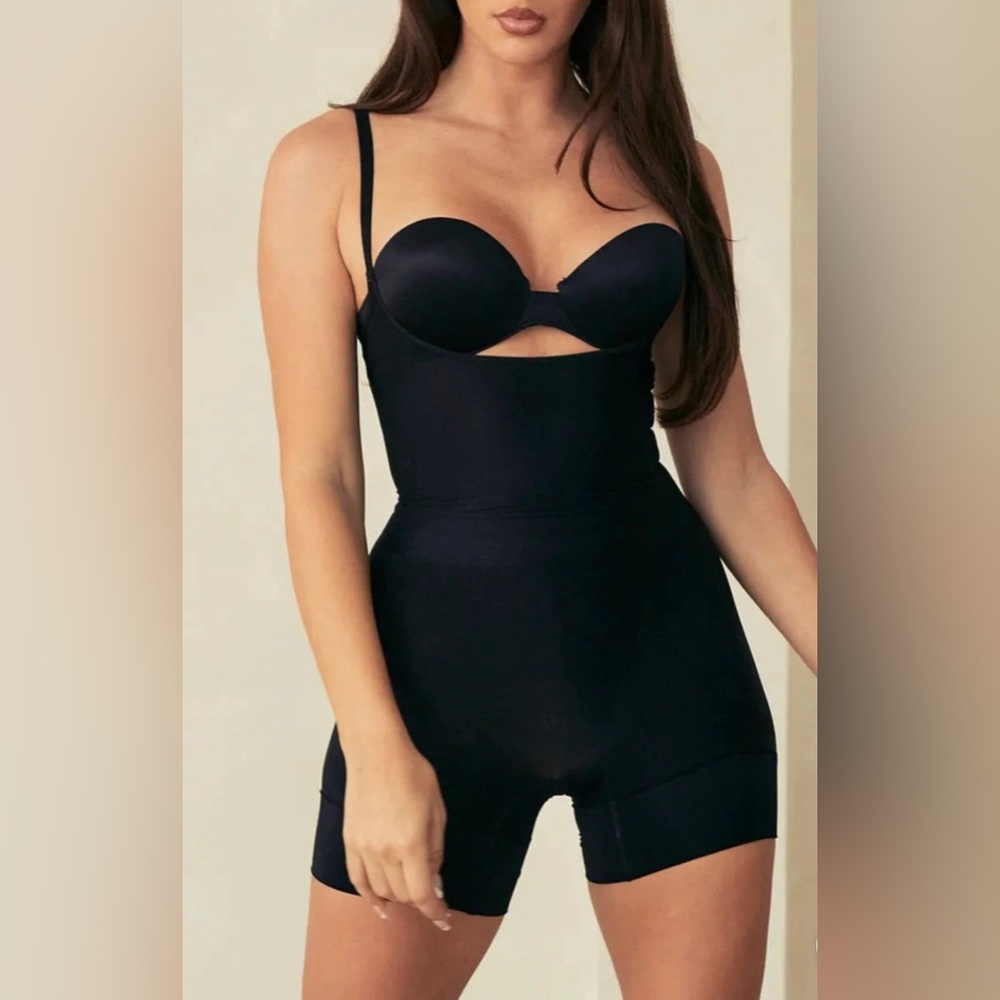 NWT! Pinsy Open Bust Butter Sculpt Seamless Shapesuit Shapewear Black Size Large